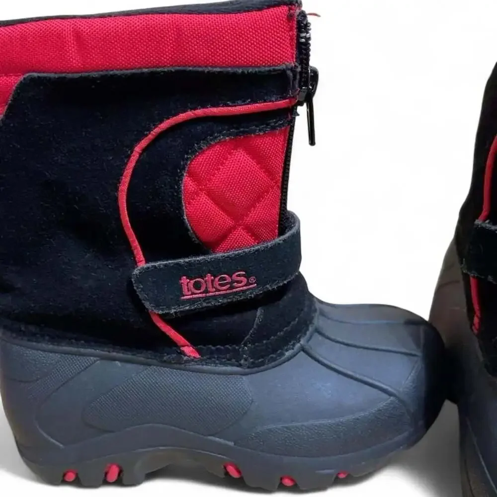 Totes Tyler II Winter Snow Boots Size 9M Black Red